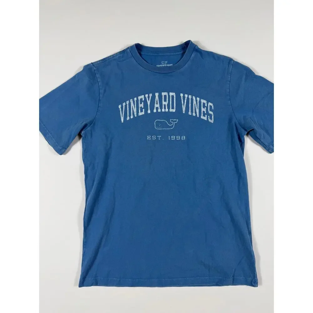NEW Vineyard Vines Logo Graphic T Shirt Blue Boys Size 14-16 / Large